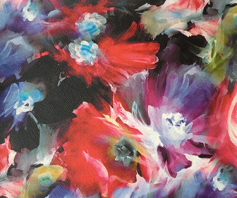Custom Vinyl Transfer Printing , Oil Painting Effect PVC Artificial Leather